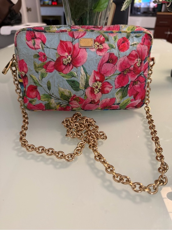 Dolce & Gabbana Handbags - Dolce & Gabbana Pink Floral Crossbody with Gold Chain